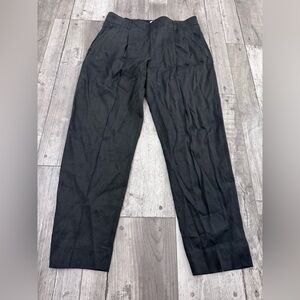 Vince Black Linen Viscose Pleated Front Tapered Pants Career Office 4 Pull On